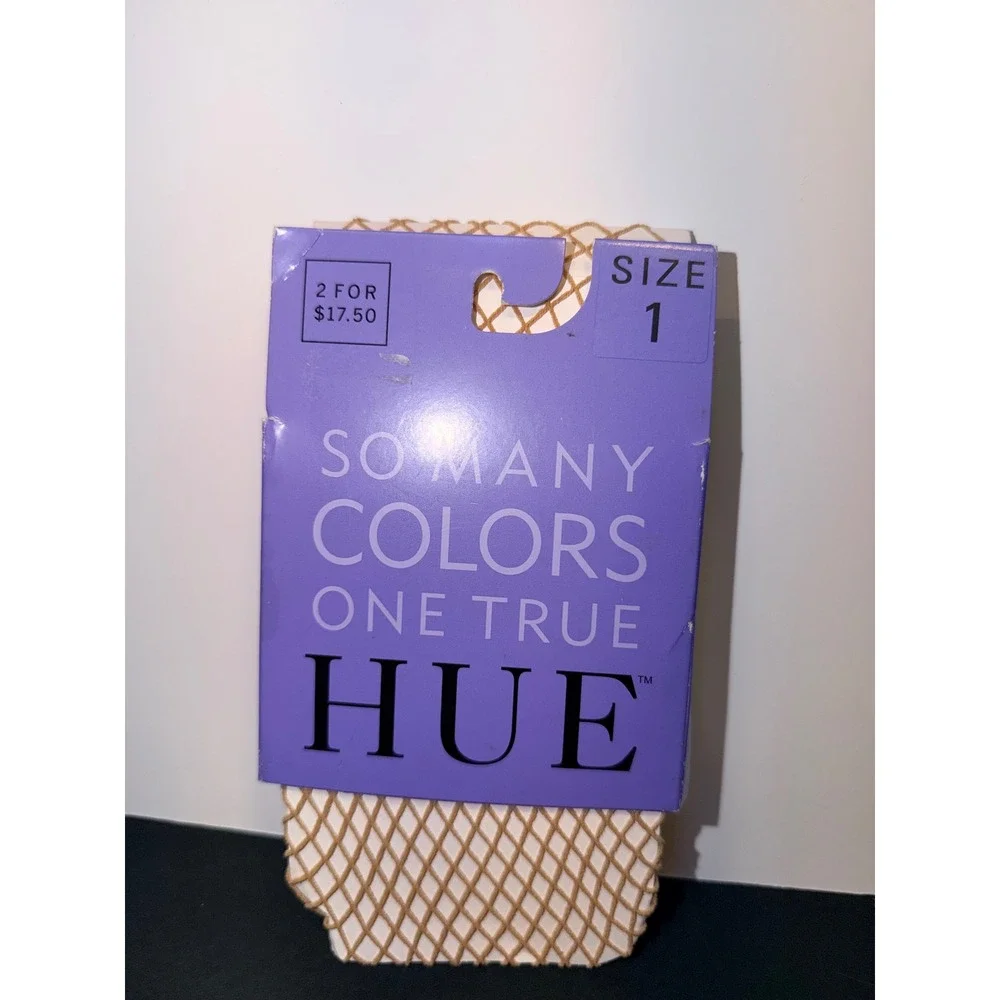 Hue Tan Fishnet Tights Mesh Open Weave Fishtnet tights Hosiery Size 1 P-12-SY